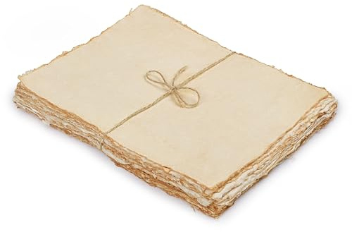 LEATHER VILLAGE Lot de 50 feuilles de papier aquarelle – 19,1 x 27,9 cm – Papier aquarelle mixte – 150 g/m² – Papier épais en coton vierge fait à la main – Ton vintage