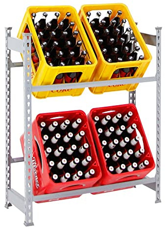 PROREGAL Étagère caisses à Boissons Camel | HxLxP 100x80x30cm | Capacité de Charge 100kg | Gris | Porte-caisses, Support Bouteilles, Rack à Boissons