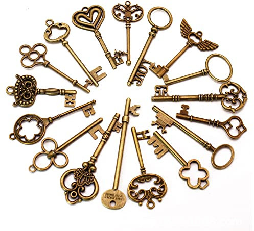 Antique Clés Vintage et Squelette en Bronze, Décoration Métal Exquis pour DIY Bracelets, Colliers, Porte-clés et Pendentif