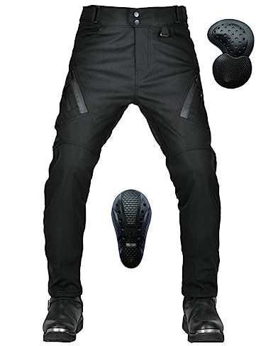 YuanDiann Motorradhose wasserdichte Winddicht Einstellbar Herren Textil Motorrad Bikerhose mit Verbesserter Protektoren Schwarz L