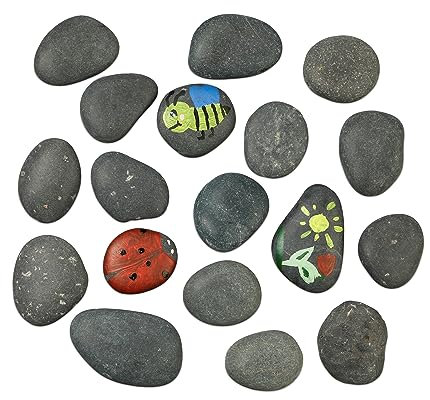 Relaxdays Steine zum Bemalen, Flache Dekosteine, 2 kg Malsteine, Bastelsteine Kinder & Erwachsene, 5–9 cm, dunkelgrau