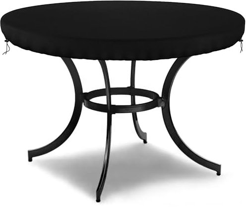 Dokon Tischplatte Abdeckung Wasserdicht Gartenmöbel Schutzhülle Winddicht UV-Beständiges Robustes Oxford-Gewebe Tischplattenhülle, Schutzhülle für Gartentisch, Rund (Ø82X10cm) - Schwarz