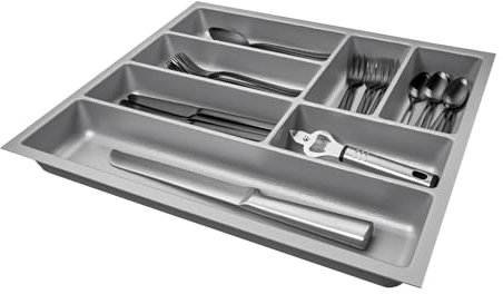 SO-BOX 2 Besteckkasten Breite 40,9 cm, Tiefe 46,2 cm mit silbergrauer Kanvas-Struktur für Schubladen bis Juli 2012 von NOBILIA mit einer Breite von 50 cm