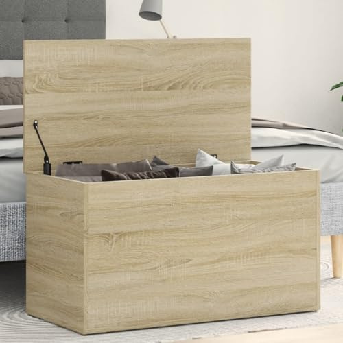 ShGaxin Baúl de almacenaje Madera contrachapada Color Roble 84x42x46cm, Banco Recibidor, Banco Comedor, Bancos para Cocina, Banco Vestuario