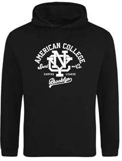 AMERICAN COLLEGE USA Tröja tröja med tryck varma kläder unisex barn pojkar och flickor casual modell ACSCW6 svart 16 år, svart, 16 �r