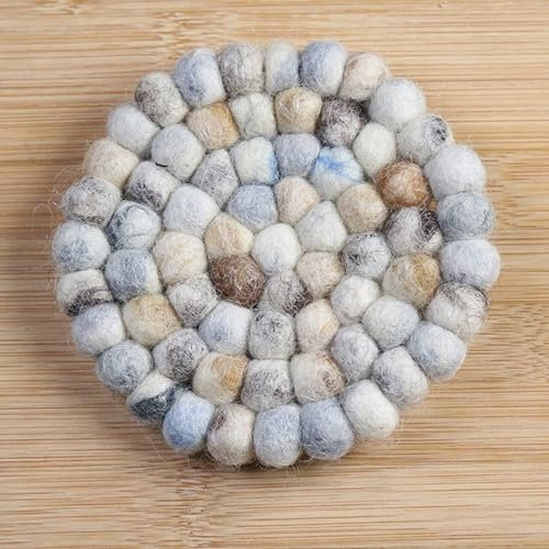 Sottobicchiere in lana di feltro fatto a mano, sottobicchiere naturale da 10,2 cm, sottobicchiere rotondo in feltro (grigio chiaro)