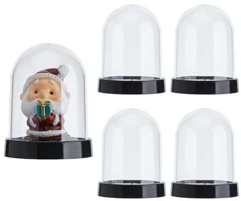 SUPERFINDINGS 4 PCS Plastic Dome Cloche Display Case 2.4x2.12Inch Plastic Cloche Bell Jar Display Dome with Black Base Arch Dome Cover for Flower Collectables Decorations Crafts Statue