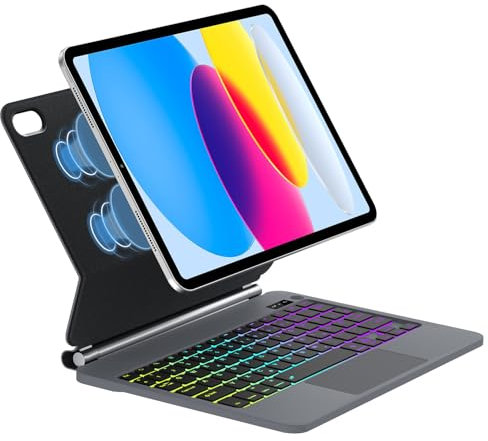 SENGBIRCH Magic Clavier pour iPad 11e A16 2025/10e 10.9 2022 - AZERTY Français Bluetooth Clavier avec pavé Tactile, Design magnétique Flottant Magic Keyboard, Étui pour iPad 11/10e génération, Noir