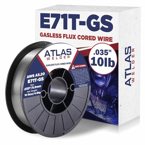 ATLASWELDER Flux Core Welding Wire, E71T-GS .035 Inch 10LB, Gasless Mild Steel MIG Welding Wire with Low Spatter for All Position Welding