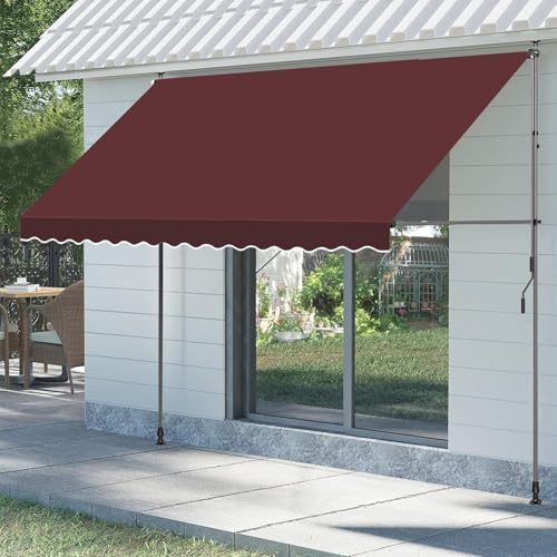 Hoiweqr Store Banne Manuel Rétractable Auvent Téléscopique sans Perçage 2.5x1.2m Inclinaison Et Hauteur Réglable Store, Manuel Balcon Marquise Soleil Terrasse, Installation Rapide(200x120cm)