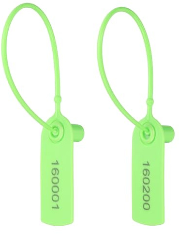 PATIKIL 200Pcs Scellés De Sécurité En Plastique, Scellés De Sûreté En Plastique À Usage Unique Avec Numéros, Attaches Zip De Sécurité De Câble Auto-Bloquantes Pour Étiquetage, Vert