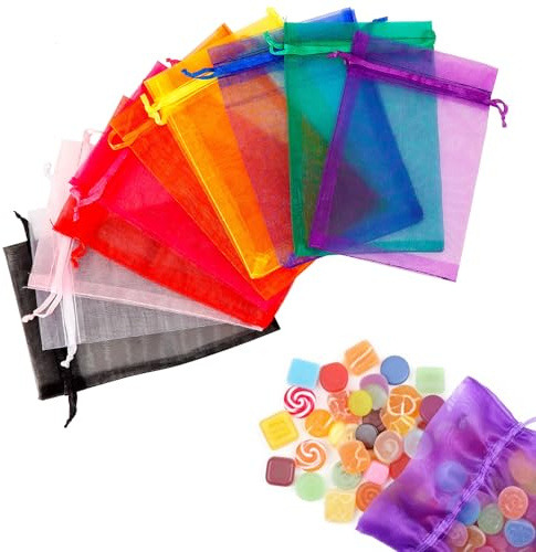 LEBEXY Organzasäckchen Geschenk Schmuckbeutel [15X10cm 100 Stück] | Klein Organza Säckchen Zum Befüllen | Organzabeutel Hochzeit Beutel | Geschenkbeutel Schmuck Säckli Für Hochzeitsbevorzugung, Bunt