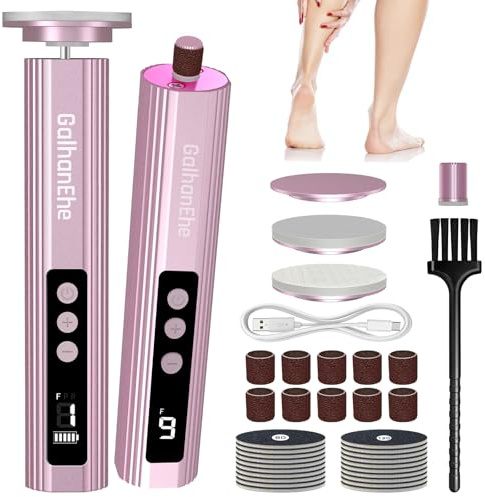3 en 1 Rapeuse Pieds Électrique,9 Vitesses Réglables, Rose