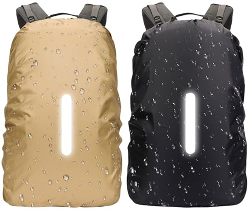 SSKHE Housse de Sac à Dos Imperméable 2 pièces – Protection Sac à Dos Pluie avec Bandes Réfléchissantes, Sac Étanche Randonnée, Sac à Dos Imperméable 30-40L, Protège Sac à Dos Pluie École et Voyage