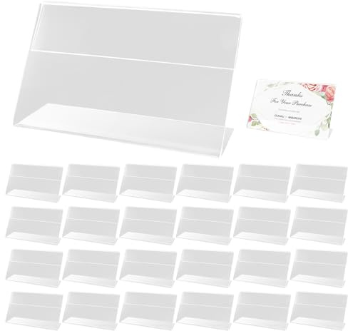 Xyvor 30 Pièces Porte-Étiquette en Acrylique Transparent, 8×5 cm Support Etiquette Prix en Forme de L, Affichage du Signe Porte-Cartes, Support d'Affichage de Prix pour Bureau École Supermarché