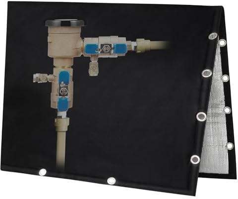 Bonnary 30 W x 24 H Backflow Preventer Insulation Cover - Black Aluminum Foil Insulated Pipe Pouch for Winter Freeze Protection, Waterproof Outdoor Sprinkler Valve System & Well Pump Cover