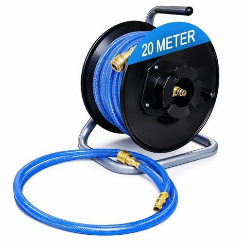 Bituxx Druckluftschlauchtrommel Druckluft Luftschlauch Trommel Aufroller für Kompressor 20 Meter manuell