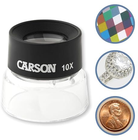 Carson LumiLoupe 10x Standlupe ideal zur Betrachtung von Münzen, Briefmarken, Fotografien, Miniaturen, Dias (LL-10)