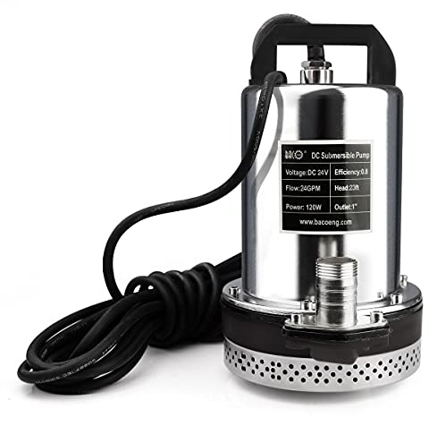 BACOENG DC 24V Tauchpumpe Solar Wasserpumpe, Geeignet zum Pumpen von Sauberem/Schmutzwasser