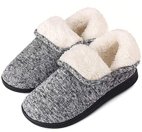 VONMAY Women's Slippers Boots Memory Foam Fuzzy Booties House Shoes Winter Warm Indoor Outdoor, Grey, Size 8