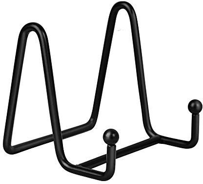 Porte Assiette Chevalet Support Presentoir - 1 Pièces Metal Support Assiette Decorative - Support Cadre Photo de Table - Présentoir de Fer pour Plaque | Livre Cuisine | Carte Postale - Noir - 7,6 cm