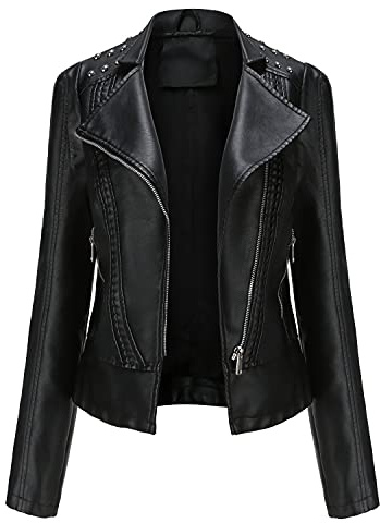 JMKEY Veste de moto courte en similicuir pour femme, style 5, XL