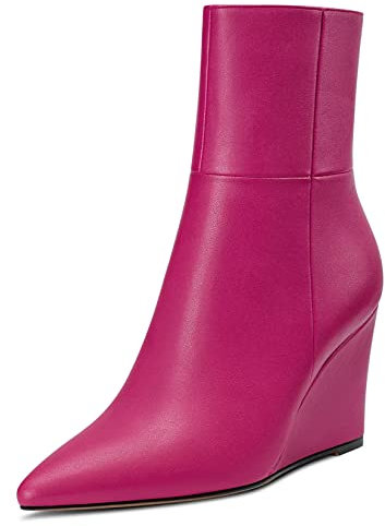 Castamere Donna Alto High Tacco Heel Zeppa a Punta Stivaletti Classico Cerniera Slip-on Stivali Feste da Matrimonio 8.5 CM Heels Rosa A 43 EU