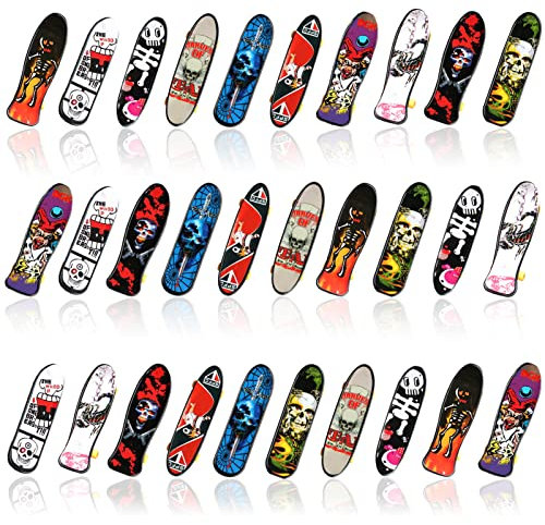 LYQQY Fingerskateboards, 30 Stückes Fingerskateboard Set Mini Fingerboards Skatepark Spiel für Kinder Partytütenfüller, Kindergeburtstag Geschenke,Schlüsselbund Dekoration,10cm (Zufällige Muster)