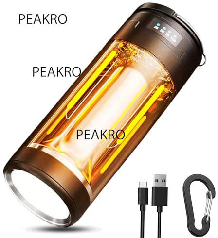 PEAKRO 3 in 1 LED Campinglampe Aufladbar USB Camping Laterne Magnetische mit Haken, Warm Weiß Rot 4 Modi Camping Lampe Tragbare Zeltlampe Taschenlampe für Camping Wandern Hurricane Notfall (1 Stück)