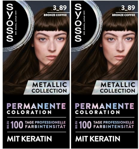 SYOSS Color Coloration Metallic Collection 3–89 Bronze Coffee (2x 115 ml) permanente Coloration für leuchtende Metallic-Reflexe, für bis zu 100% Grauhaarabdeckung und bis zu 10 Wochen Farbintensität