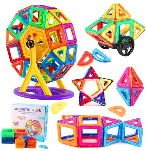 Magnetische Bausteine 84 Teile, Magnetspielzeug Magnete für Kinder, Magnetspielzeug Magneten für Geschenk ab 3 4 5 6 7 8 Jahre