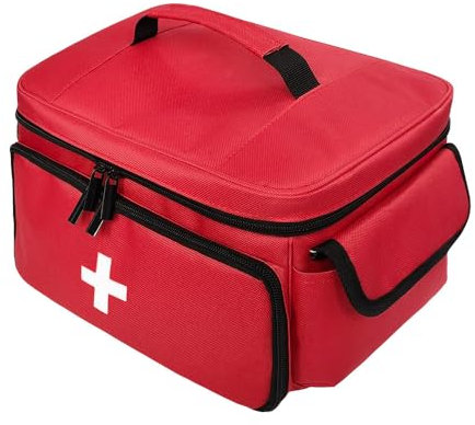 Boczif trousse de premiers soins, sac de transport de stockage de premiers soins, organisateur de bouteille de pilule pour les trousses médicales d’urgence pour la maison, voyage(Rouge)(sac seulement)