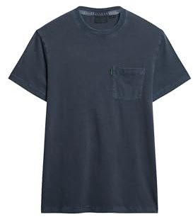 Superdry Herren Gewaschenes Essential T-Shirt mit Tasche Verwaschenes Finster Marineblau XL