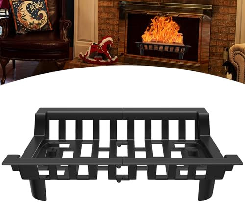 UISEBRT Rejilla para leña de chimenea con patas de metal, 46 x 31 x 13 cm, soporte para leña, rejilla para chimeneas en interiores y exteriores, soporta hasta 50 kg