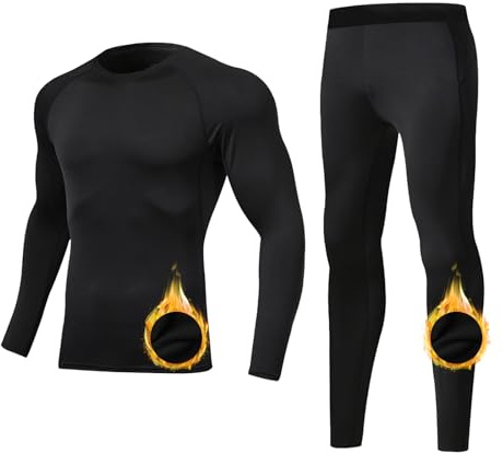 Towintec Thermal Underwear Mens, Fleece Lined Base Layer Set Thermals Top & Bottom Warm Compression Suit leggings Winter Thermals Pants Shirts Skiing Long Johns for Men Cold Weather Running Workout