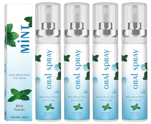 Spray per la bocca, spray Buccal per l'alito, professionale fresco, cura per la menta fresca per sbarazzarsi dell'alito, 20 ml, 4 pezzi