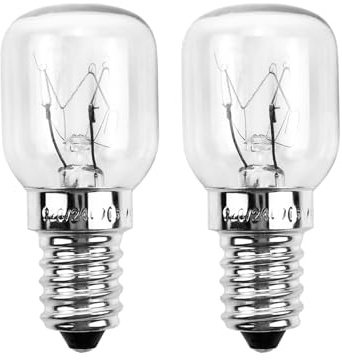 EVOGES Oven Light Bulb E14 SES Small Edison Screw, 300°C Heat-Resistant, Incandescent Warm White Ideal for Ovens, Cooker Hoods & Microwave Ovens – Pack of 2 (40.0 Watts)