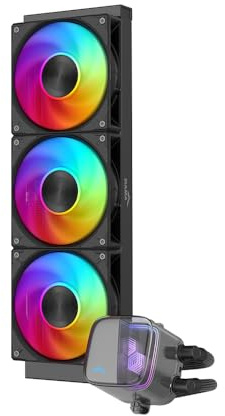 SAMA L70 Dissipatore di calore a liquido per CPU da 360 mm con effetto specchio infinito ARGB, 3 ventole ARGB PWM da 120 mm, a basso rumore, per AMD: AM4 AM5/Intel LGA 1700/1150/1151/1200/1851-Nero