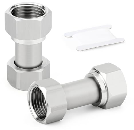 ERGAOBOY 2 piezas de 57 mm de longitud, conector flexible y móvil de acero inoxidable 304, hembra BSP de 1/2 para rociador, válvula angular, brazo de ducha