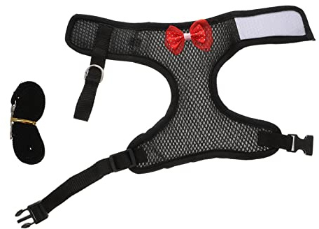 CVUTOVO Sangle De Traction pour Poule Et Coq, Harnais Poitrine Réglable en Nylon Noir, Taille M, Laisse pour Promenade Extérieure, Adaptée Aux Poules Et Volailles De Compagnie