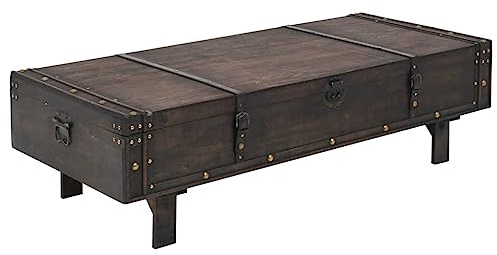 KTHLBRH Tavolino da caffè in legno compensato stile vintage, con contenitore, cassapanca multiuso per la casa, 120 x 55 x 35 cm