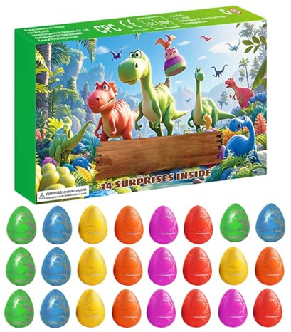 Dinosaurie adventskalender - PC nedräkningskalender 37,5 cm | dinosaurieägg jul - pedagogisk leksak för med 24 fönster, perfekt fyllmedel