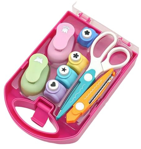 Creative Kids DIY Puncher Craft Set, Craft Scissors Punch Set, Portable Crafts Shape Cutters DIYCrafts Embossing Tool for Paper Crafting/Scrapbooking/Cards Decoration, DIY Projects for Ages 3-12