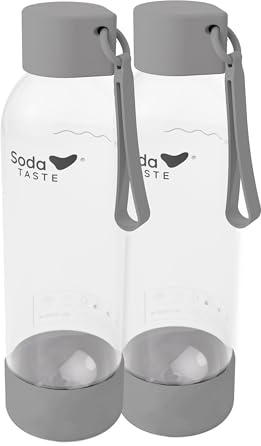 SodaTASTE Lot de 2 bouteilles d'eau de 1 l (gris)