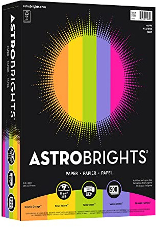 Neenah Astrobrights(R) Bright Color Paper, 8 1/2in. x 11in., 24 Lb, Assorted Colors, Ream Of 500 Sheets, 21289