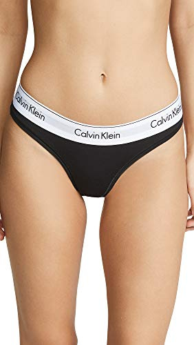 Calvin Klein Women's Modern Cotton Thong Panty, Black, Large