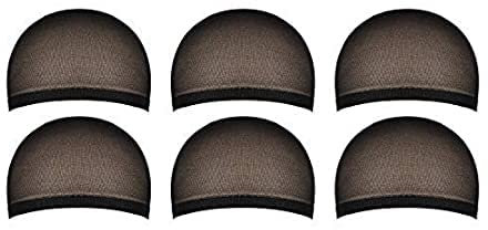 6 pezzi Calotte per parrucche per uomo e donna, Retine per parrucche in nylon realizzati in tessuto elasticizzato e sottile, taglia unica (nero)