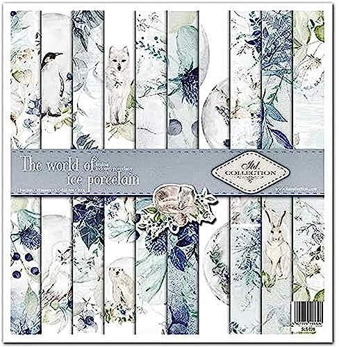 ITD Collection - Scrapbook Papier - Scrapbooking Set - Motivpapier zum Basteln - Dekorpapier 12x12 inches - 310 x 310 mm - 10 Blatt + 1 – The world of ice porcelain - SLS-020