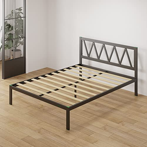 Novilla Rete Letto Matrimoniale 160x190 con Testiera e Pediera, Struttura Letto a Doghe in Legno, Spazio di Archiviazione Sotto al Letto, Perfetto per Tutti Tipi di Letti e Materassi, Nero