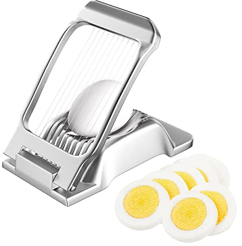 Newpop Taglia Uovo Sodo in alluminio resistente, affettatrice per uova professionale Lavabile in Lavastoviglie, Fili Tagliauovo Tensione Individuale e Stabile per Uova, Kiwi, Fragole, Cibi Morbidi